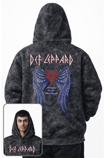 Fuddy Moda Unisex Oversized Rock Band Def Leppard Angel Back Printed Hooded W...