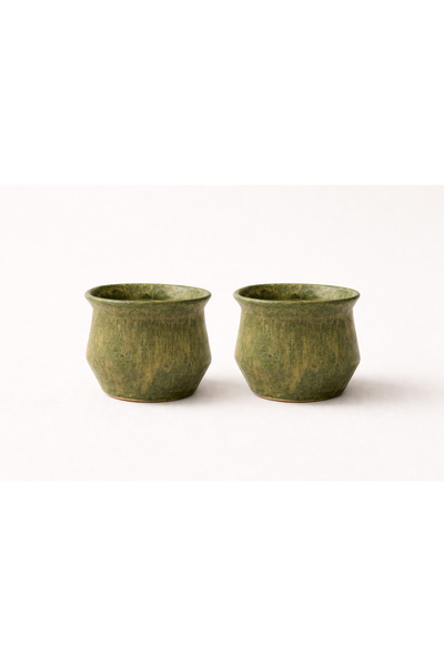 SEGOU El Yapımı Stoneware Espresso Bardağı 2’li Set – Yeşil Seramik