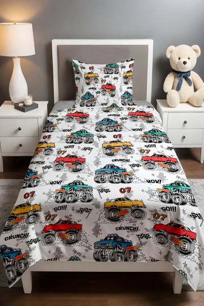 EVPANYA مجموعة الشاحنات القوية منقوش مفرد للأطفال الصغار قماش بيكي