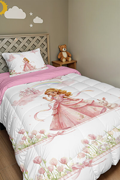 EVPANYA Односпальне ковдра та наволочка з малюнком «Принцеса веселки»