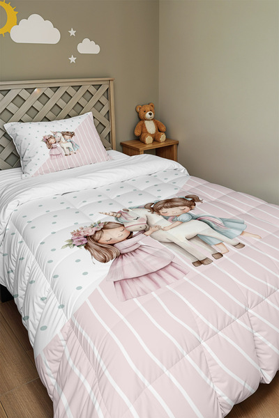 EVPANYA Everlasting Love Patterned Single Duvet and Pillowcase