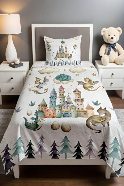 EVPANYA مجموعة أرض التنانين منقوش مفرد للأطفال الصغار قماش بيكي