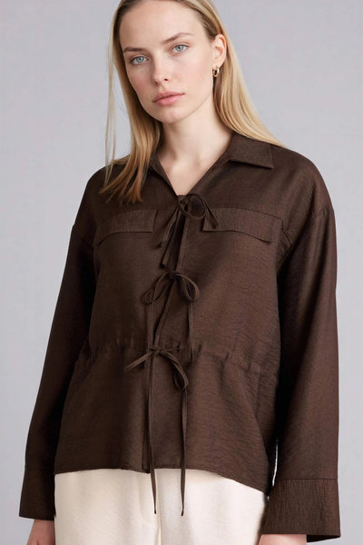 DeFacto G8263Axbn539 Brown Regular Fit Long Sleeve Shirt