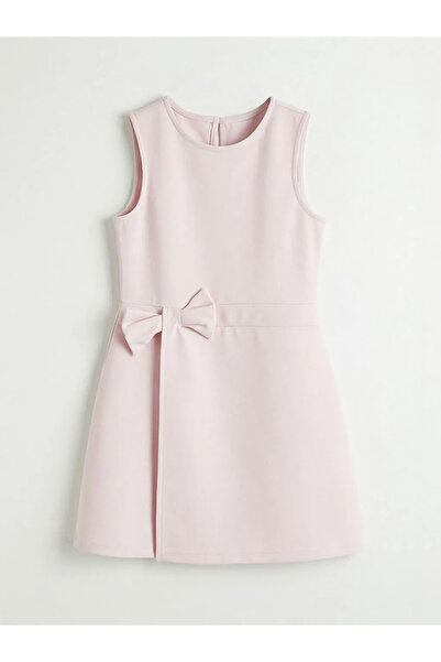 LC Waikiki Lcw Kids Black Crew Neck Bowknot Girls' Dress