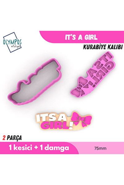 Olympos Atölye It's a Girl - Baby Shower 75mm |   Cookies - Sugar Dough - Pla...