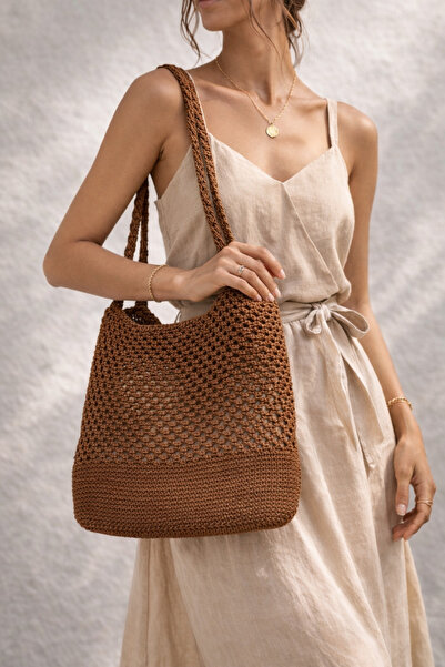 MSM Hasır Çanta, Omuz Çantası, Plaj, El Örgüsü Çanta, Casual Çanta ,Tatil Çan...