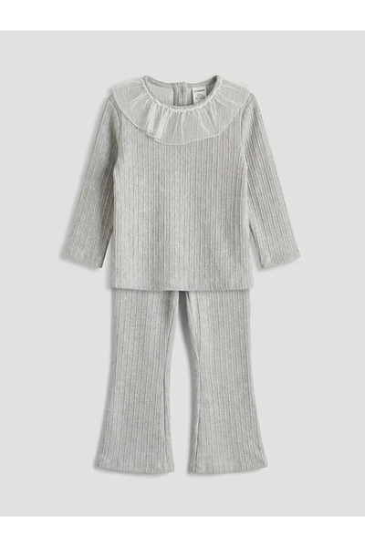 LC Waikiki LCW Kids siva bluza za devojčice i lepršave helanke