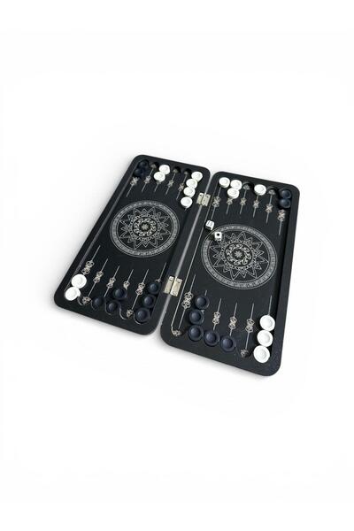 Kenpool 2026 Tavla Mini Mobil Seyahat Katlanır Çanta Portatif Kamp Piknik Kafe Tavla Seti 24 X 12 Cm Siyah
