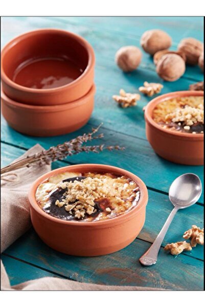 ALCE 6'lı Sütlaç Kase Güveç Seti Sufle Kabı Fırın Toprak Kase