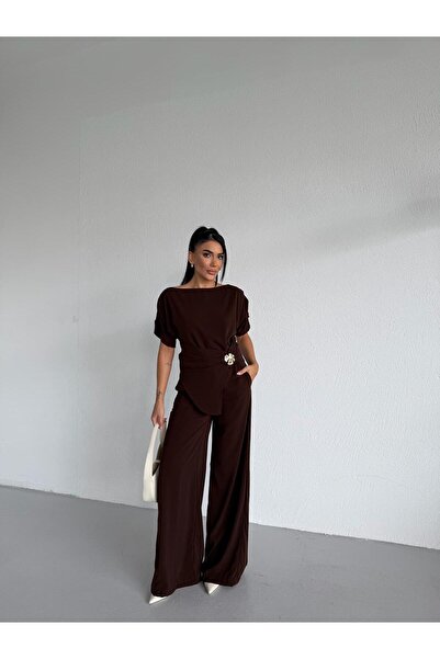 NEW STATION REMODA Ασύμμετρο σετ ρούχων από ύφασμα με νήματα Μεδίνας