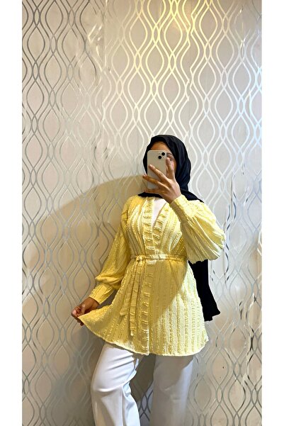 DİLEKBUTİK Sarı bürümcük kimono
