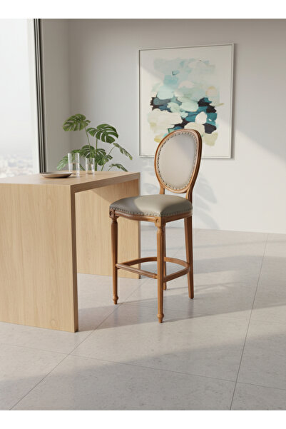 KleinHaus Furniture Madallion Ahşap Bar Sandalyesi