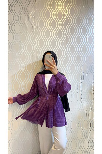 DİLEKBUTİK pliseli yazlık kemerli kimono