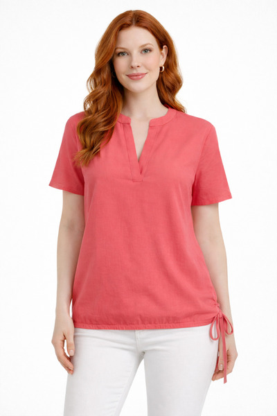 Neden Tekstil تي شيرت هاكيم برباط جانبي باللون المرجاني