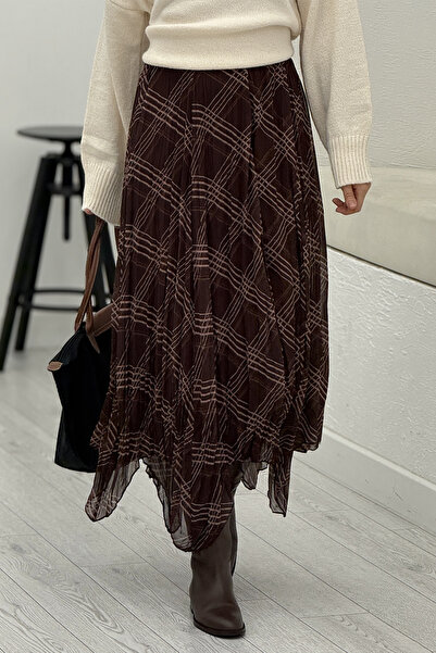 ROKH Asimetrik kesim şifon etek