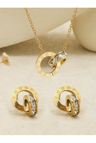 VEYA Luxury three-piece jewelry set (ring, earrings, and necklace) in stainle...