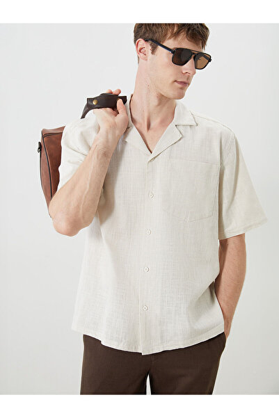 LC Waikiki Peak New Season Comfortable Fit Resort Collar Short Sleeve Linen L...