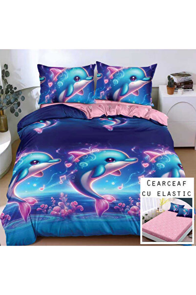 Patul Bed Linen, Satin Cotton, Sulphur, 2 Persons, Double Bed, 4 Pieces, Fitt...