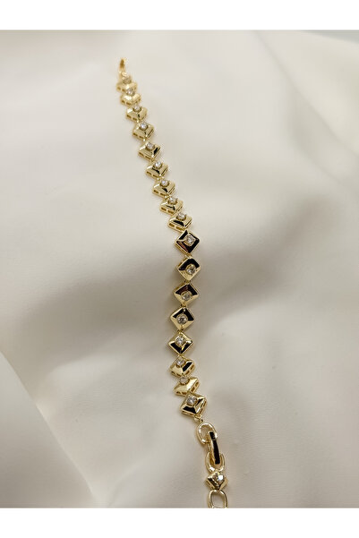 banhard Tasarım Kare Model Kadın Çelik Bileklik | 14K Çelik Üzeri Altın Kaplama