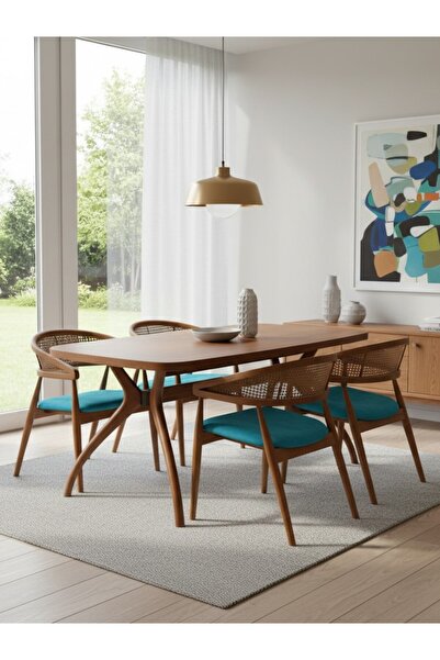 KleinHaus Furniture Pilurus & Berlin Yemek Masası Seti (4 Berlin Sandalyeli)