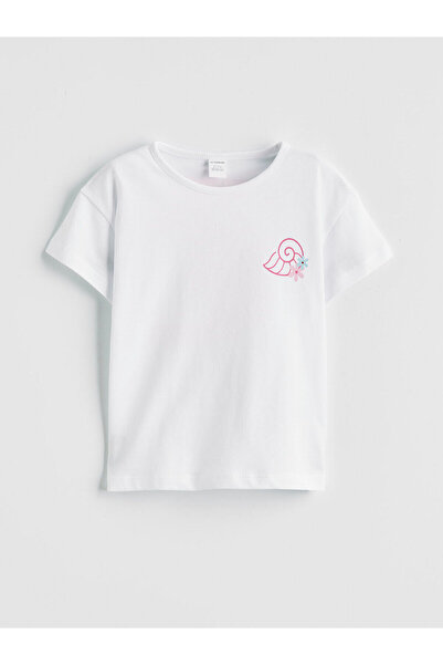 LC Waikiki Pink Printed girl's combed cotton t-shirt and shorts
