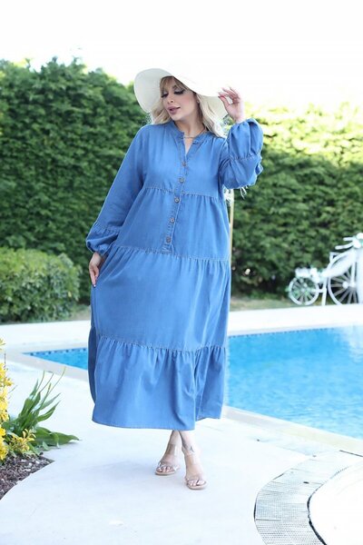 Truva XXL Plus Size Denim Dress Front Button Detail Long Sleeve Non-Lycra 46-...