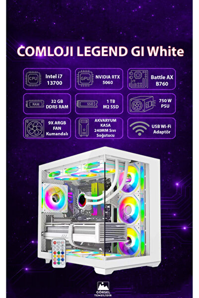 COMLOJI Gi LEGEND White RTX 5060 8GB + Intel i7 13700 32GB RAM 1 TB SSD Full ...