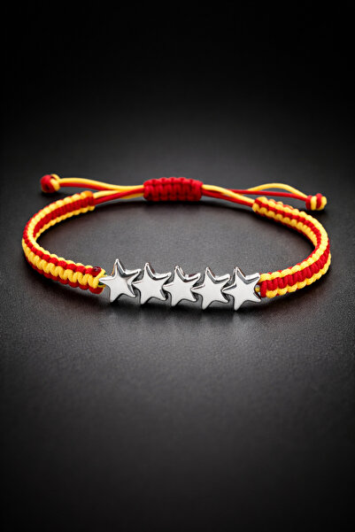 Crystal Atelier 5 Yıldız Sarı Kırmızı Örgü İpli Makrome Bileklik Y2k Ayarlana...