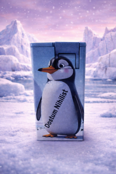 Hunter Penguen Desenli Jet Alevli Gazlı Çakmak – Rüzgara Dayanıklı Metal Çakmak