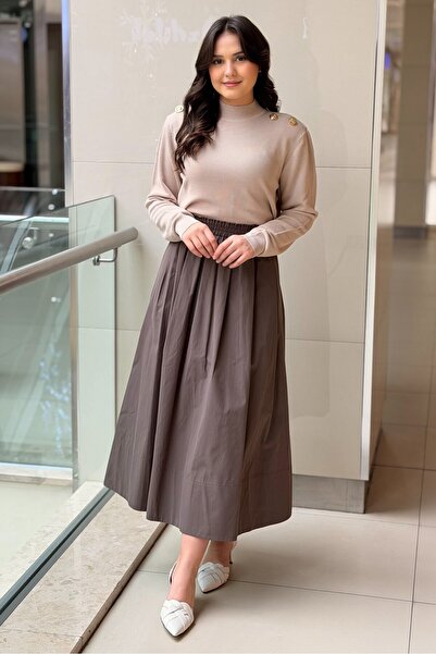 sentez giyim Sentez Ely Beli Lastikli Etek