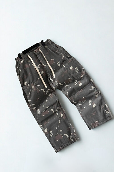 Wonraces Pantaloni cargo pentru bărbați, antracit, super largi, cu talie elas...