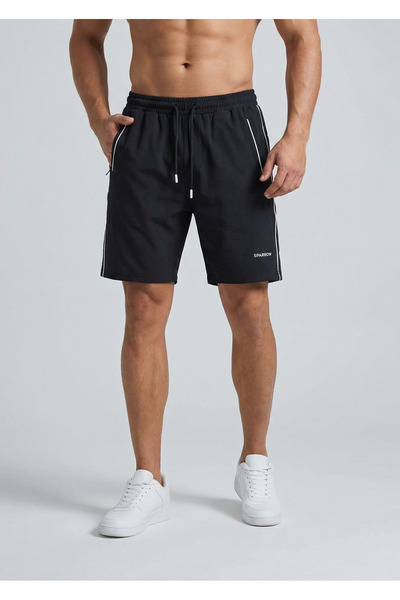 Sparrow Men's Regular Piped Detail Printed Thin Breathable Fabric Shorts