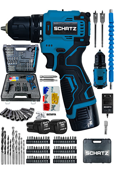 Schatz Profesyonel 12v Kömürsüz Motor Çift Akülü Şarjlı Vidalama Matkap 84 Pa...