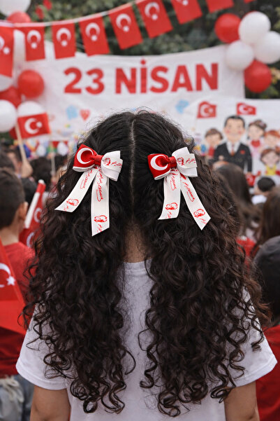 Ponpino 🎀 23 Nisan Özel Tasarım Çift Fiyonk Lastik ikili Toka