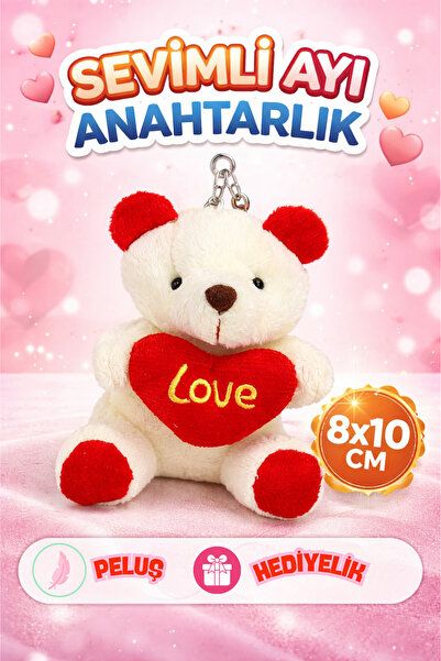 CARAT STONE 1 ADET HEDİYELİK Love Peluş Ayıcık Anahtarlık 8X10CM