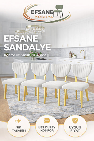 Efsane i.E.G ELMA SANDALYE 4 ADET SALON MUTFAK YEMEK ODASI SALON BALKON BAHÇE...