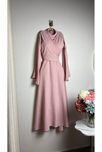 leevan fashion Elegant maxi dress with long, wide sleeves