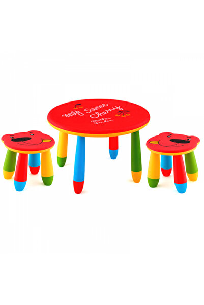 Raki Set mobila copii masa rotunda SLANTE 70 cm culoare rosie cu 2 scaune URS...