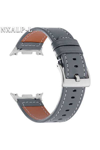 Choice3 40mm 44mm 46mm grey No Gaps Leather Strap for Watch 8 Classic 46mm Re...