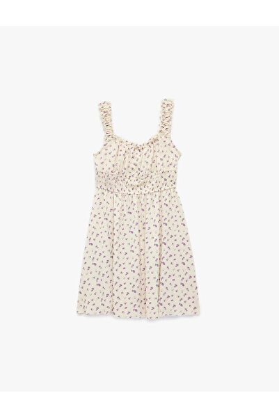 Koton Bež haljina za devojčice sa cvetnim remenom 6SKG80047AK