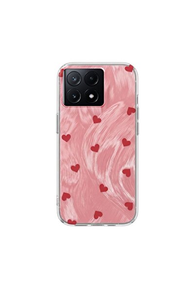Zebana Poco X6 Pro 5g Compatible Case Pink Heart Silicone Case Red