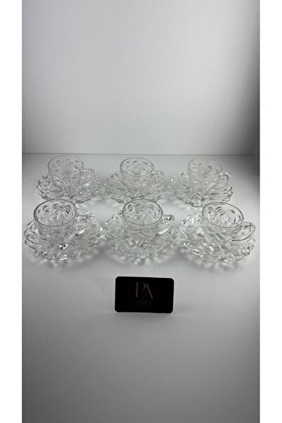 Palpe طقم فناجين قهوة تركية من الكريستال مكون من 6 قطع، وعاء تقديم، وعاء شوكو...