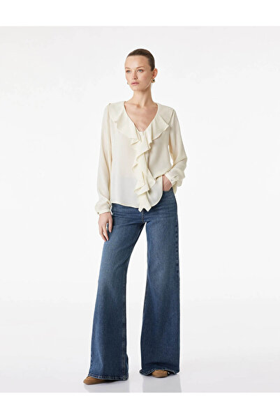 Koton Flared Blue Women's Jean Trousers 6Sal40059Md