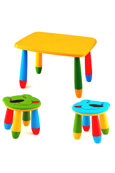 Raki Set mobila copii masa MASHA 72,5x57cm culoare galbena cu 2 scaune