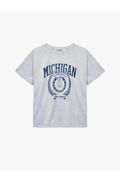 Koton Μπλουζάκι με κοντό μανίκι College με τύπωμα Crew Neck oversized