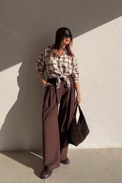 ELVAN TOLON بنطلون البضائع البني