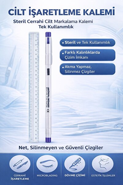 NW NessiWorld Cilt İşaretleme Kalemi Steril Cerrahi Marker Kalem 1 ADET