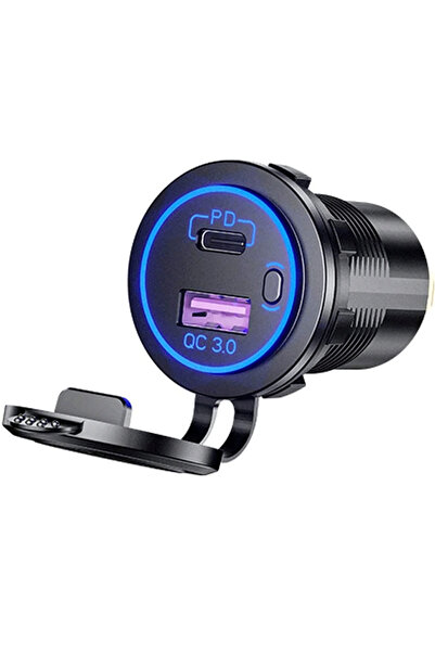 Mellifera 12V USB priz 30W PD USB C 18W QC 3.0 port çift araba şarjı yüzey mo...