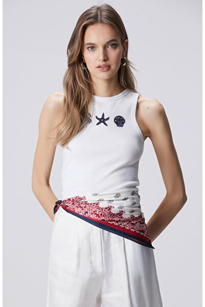 Network Beyaz Yengeç Aksesuarlı Atlet