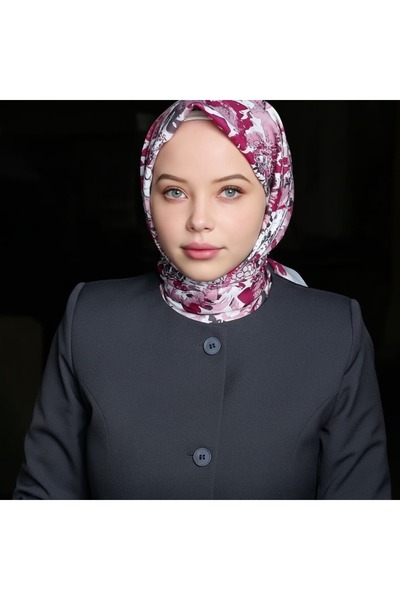 Vav ipek وشاح زهور فوشيا تجريدي